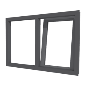 aluminium draaikiepraam rechts en vast glas